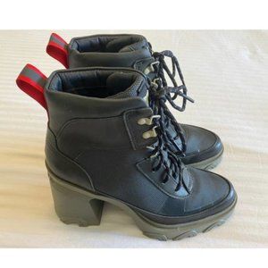 SOREL BREX WORN ONCE Waterproof Leather Block Heel Platform Lace-Up Booties